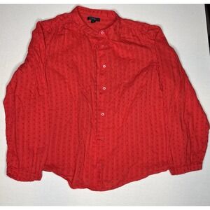 J.Crew Women's S Red Swiss Dot Long Sleeve Button Up Blouse Size Large